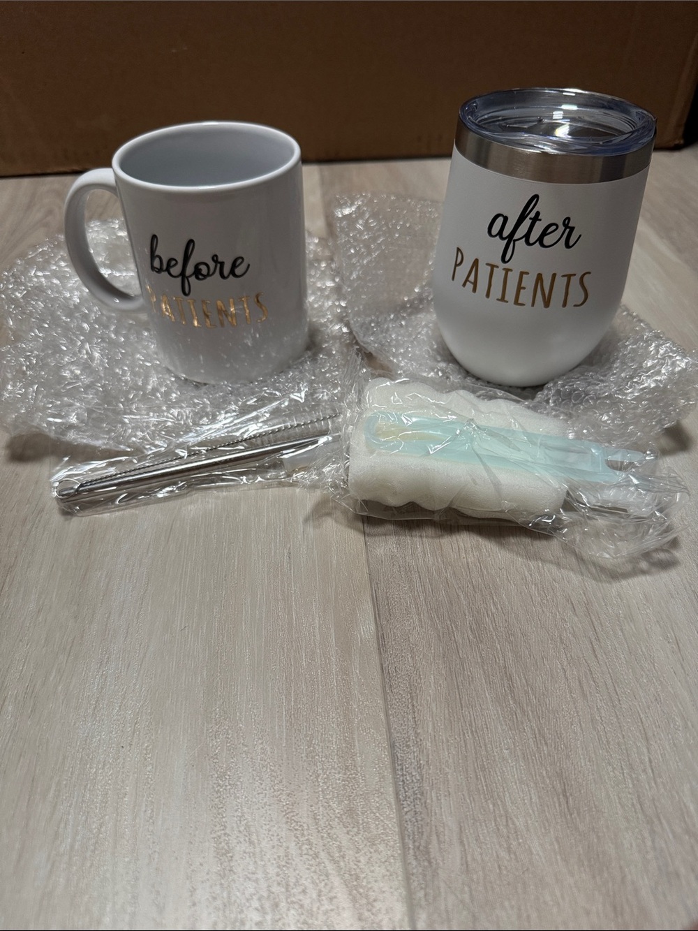 White "Before/After Patients" Ceramic Mug & Tumbler Set